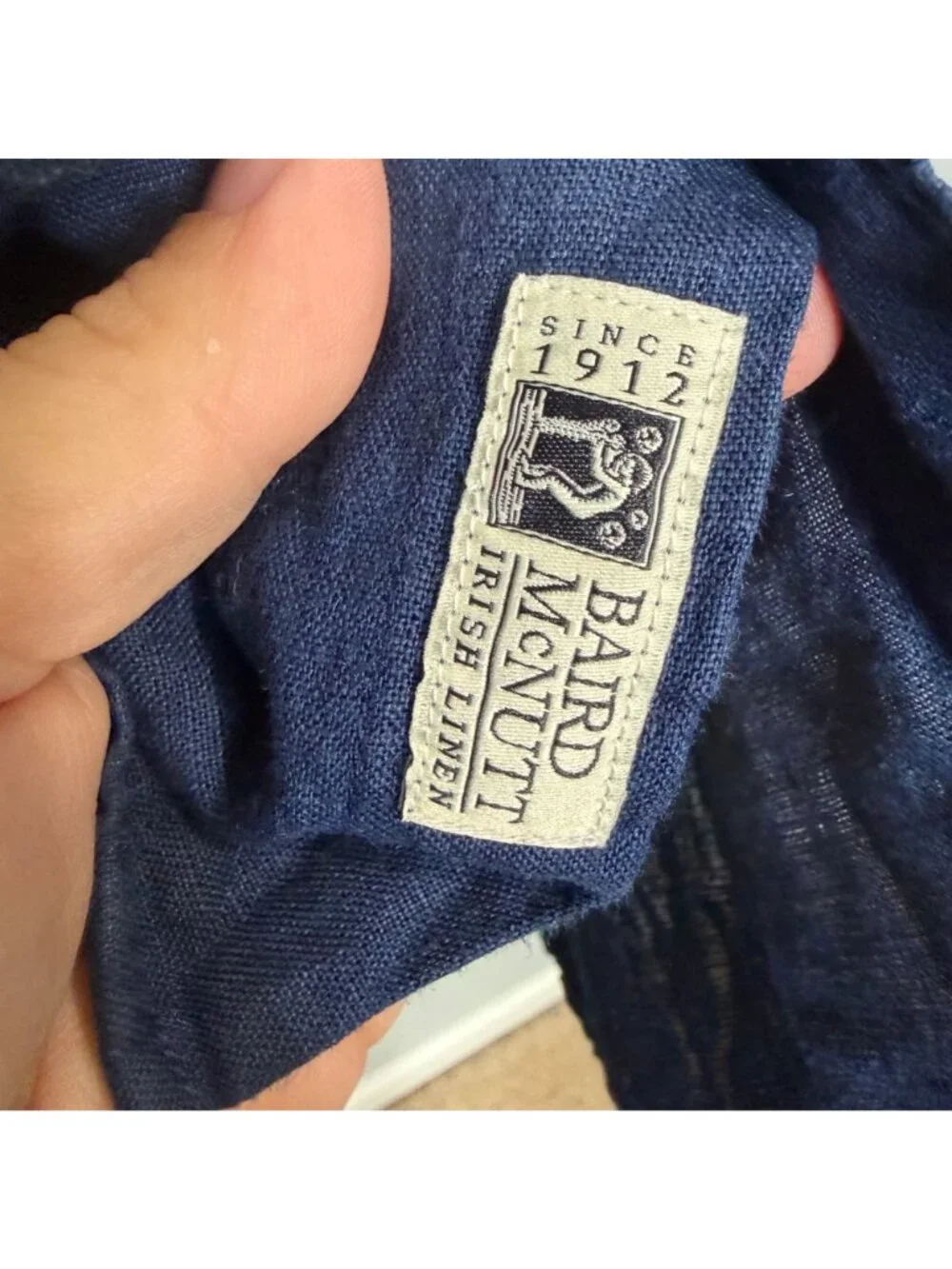 J, CREW baird mcnutt Irish linen slim short sleeve shirt in navy size M